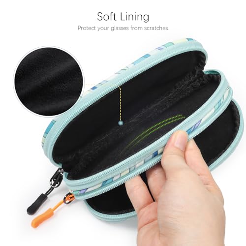 Image of Double Eyeglasses Case Soft Portable Zipper Sunglasses Pouch with Keychain Clip for Men Women