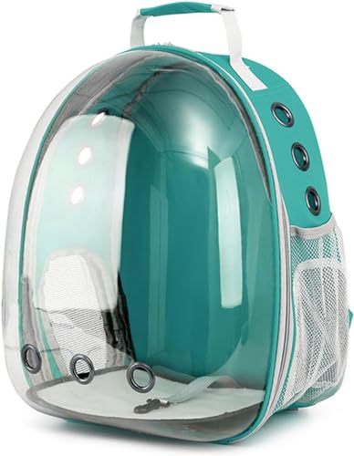 Image of The Pets Company Transparent Capsule Breathable Airline-Approved, Ventilate Carrier Backpack for Travel, Hiking and Outdoor for Cats & Kittens - Green