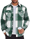 COOFANDY Flannel Shirt for Men Plaid Button Down Shirt Long Sleeve Shirts Green