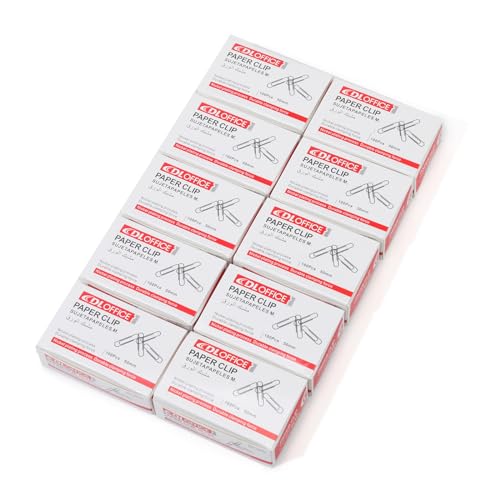 Jumbo Paper Clips，Qimailer Paper Clips - 1000 Pieces (10 Boxes of 100 Each) - Silver Standard Size 2.0IN - Office & School