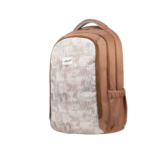 Image of F Gear Shinra Mocha Mousse 34L School Backpack|3 Compartments|Airflow Padded Back Panel|Ergonomic, Lightweight & Durable with water Bottle Holders|Ideal for School, College, Office Travel & Daily Use
