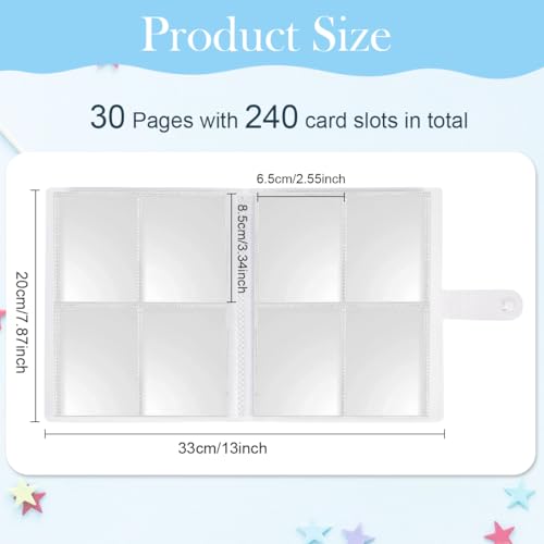 Image of PATPAT 240Pcs Card Holder 2.55*3.34ft Per Cell Trading Cards Organizer Holder Double Sided Transparent Card Collection Book with Snap Button Closure Game Trading Card Holder Photo Card Binder