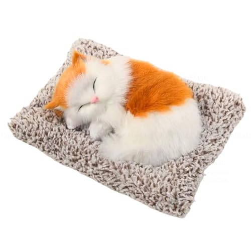Image of FunBlast Cute Sleeping Cat Plush Toy with Meow Sound, Gift for Kids, Toy Accessories for Car Dashboard (Brown-2)