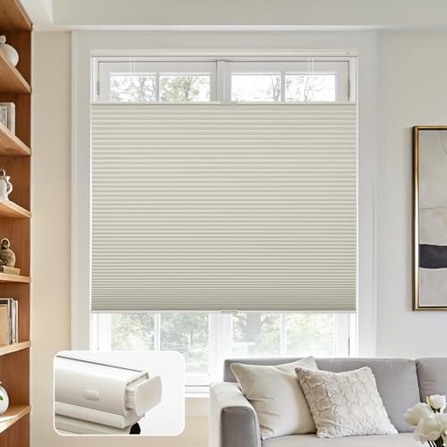Joydeco No Drill Blackout Cellular Shades, Beige, Custom