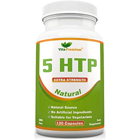 Natural 5HTP 100mg, 120 Vegetarian Capsules, 4-Month Supply, Non-GMO, Extra Strength Sleeping Aid Cover