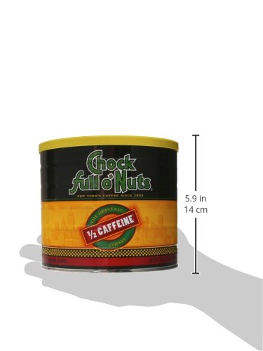 Chock Full O’ Nuts Heavenly Half Caffeine Ground Coffee, Medium Roast – Arabica Coffee Beans, Full-Bodied, Bold Flavor Medium Blend With About Half The Caffeine Of Original Roast (24 Oz. Can) #TOP6