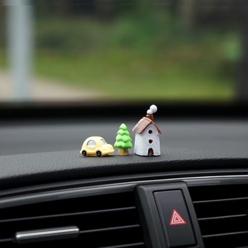 Accessoires de voiture ornements en résine arbre et cabane forestière pour tableau de bord