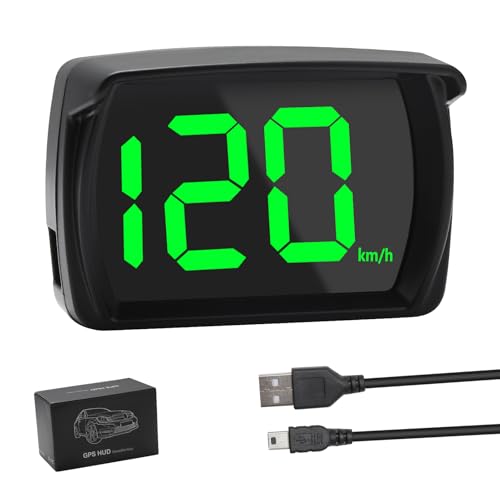 Digital GPS Speedometer Car mph HUD, Heads up display, Real-Time Speedometer Car, USB Plug & Play, Suitable for Truck, SUV, Motorcycle, LED Large Font - Clear & Accurate (KMH)