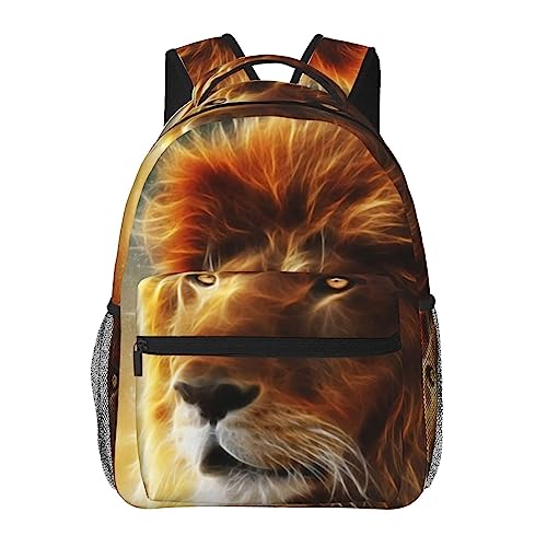 Sac à dos d'école léger lion scifi cartable pour collège et primaire à motif crâne barbu