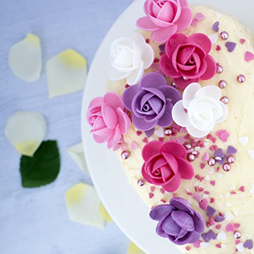 Günthart BackDecor | Rosenblüten in rosa, lila und weiß | aus feinster Oblate | für Kuchen und CupCakes