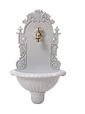 Peso: 2,8 kg Fuente de Pared para jardín con Pila Estilo Antiguo - Aluminio Fundido - Blanco