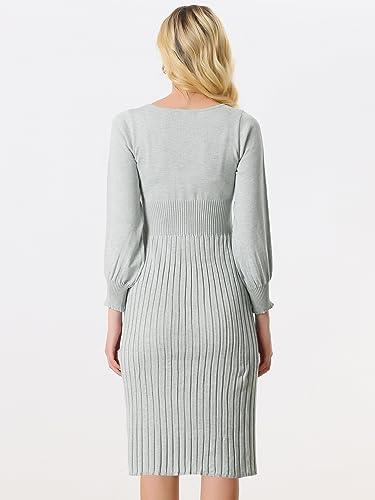 Image of Allegra K Women's Knit Pleated Dresses Casual Belted Midi Sweater Dress