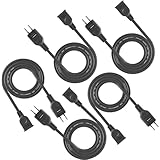 AKIRARI 電源延長コード 電源タップ 1個口 すっきり配線 15A 1500W 0.1m～10mまで選べる 耐寒 耐熱 トラッキング 火災予防絶縁キャップ 延長ケーブル 延長コード ACアダプタ用 スイングプラグ ソフト 電源増設 RoHS 省スペース (ブラック色, 1m, 5本)