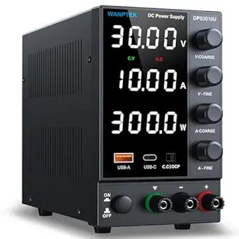 DC Power Supply Variable 0-30V 0-10A, Adjustable Switching Regulated Bench Power Supplies with Encoder Coarse & Fine Knob, 3.6A USB & Type-C Quick-Charge, OCP Overcurrent Protection