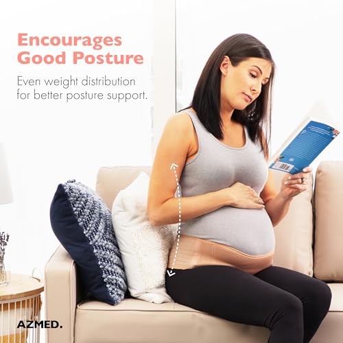 ازميد حزام بطن للامومة للنساء الحوامل - حزام دعم البطن لا غنى عنه للحمل للبطن والحوض والخصر والظهر - حزام بطن لجميع مراحل الحمل وبعد الولادة (بيج) - هدايا للامهات الحوامل
