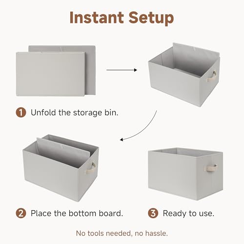 StorageWorks Storage Baskets for Shelves, Fabric Storage Bins, Closet Organization and Storage Baskets, Organizer Bins for Clothes, Light Gray, Large, 3-Pack - Image 8