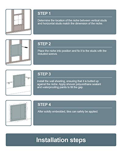 SL4U Shower Niche, Recessed Shower Shelf Insert Storage Shower Cube Ready for Tile (34