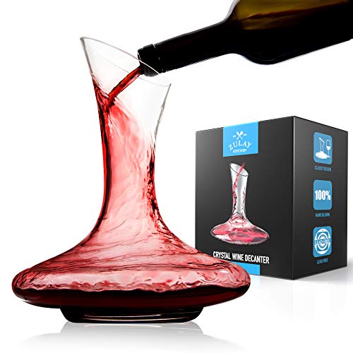 Zulay Wine Decanter And Carafe - Crystal Red Wine Decanter - Authentic Wine Aerator Decanter 1800ML Capacity