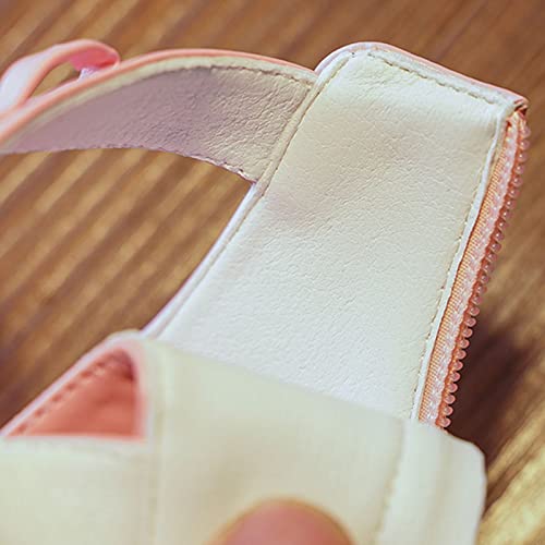 Toddler Girls Sandals Pearl Rhinestone Bow Princess Shoes Summer Roman Shoes Little Child/Big Toddler Flip Flops Girl (Pink, 35)4