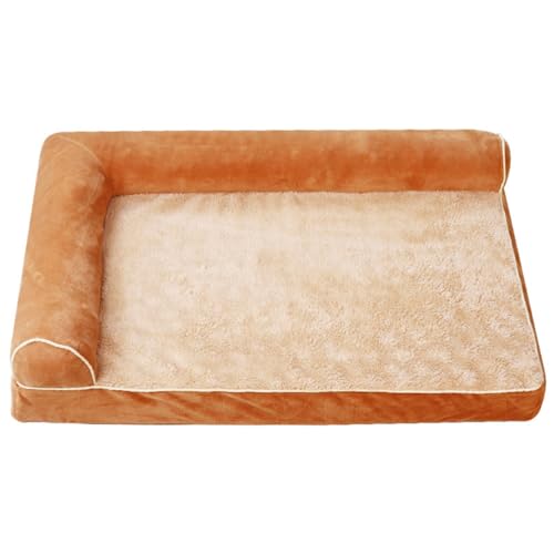 Marwey 犬ベッド冷感 ひんやり ペットベッド 涼しいペットソファー ペットクッション 枕付き 高反発 抗菌防臭 高齢犬 子犬 猫 多頭飼い 取り外せるカバー 滑り止め 中型犬 大型犬 洗える ペット (カーキ色,XL)