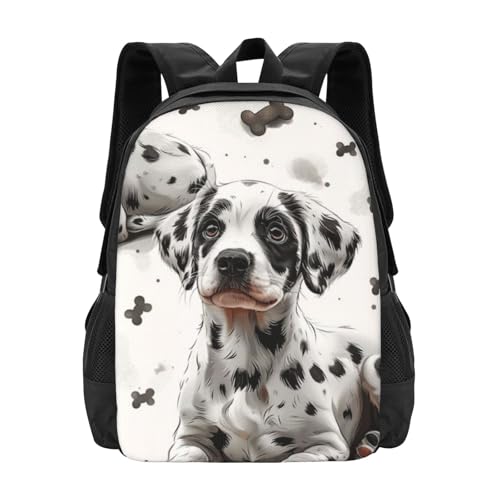 Large Capacity Digital Art Style Dog Pattern Design Backpack Large Multipurpose Bag Double Zipper Backpack Unisex 17 Inch