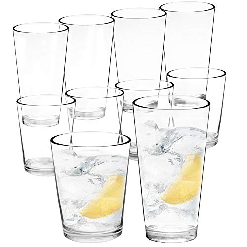 Youngever 8 Pcs Bistro Plastic Drinking Tumblers, Plastic Glasses, Reusable Plastic Cups, Unbreakable Glasses, Drinking Glasses (16 Ounce & 22 Ounce)