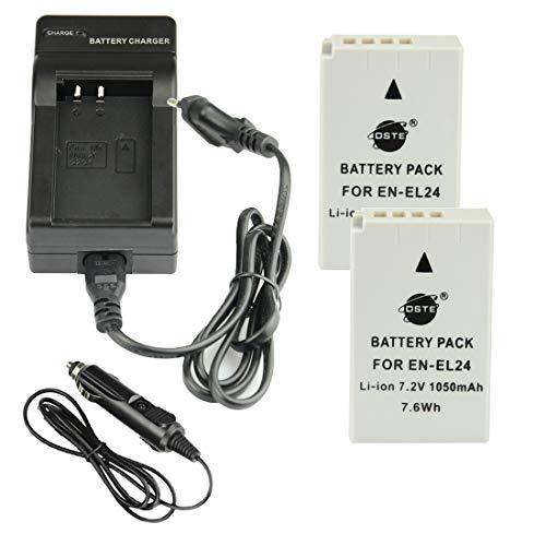 DSTE 2 Pieza Repuesto Batería y DC125E Viaje Cargador Compatible para Nikon EN EL24 1 J5