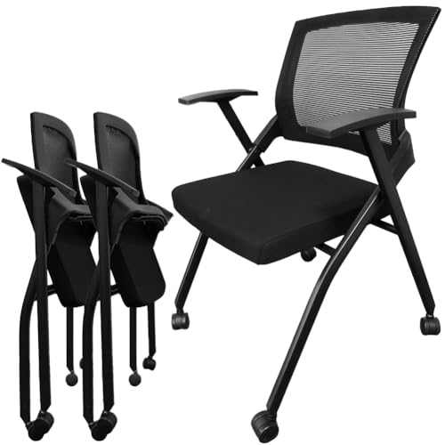 Logianami 折りたたみ パイプ 椅子 パイプチェア 折りたたみチェア 背付き キャスター付き 幅60×奥行60×高さ85cm (2)