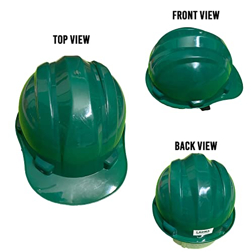 Image of LADWA Green Heavy Duty Superior Safety Helmet, ISI Marked Industrial Protective Hard Hat for Construction, Factory and Outdoor Work Safety (Pack of 1)