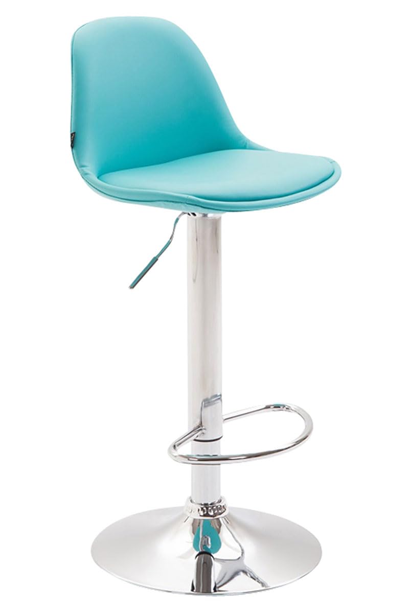CLP Taburete Kiel En Polipiel con Reposapiés & Respaldo I Silla Alta Regulable En Altura, Color:Azul, Color del Marco:Cromado
