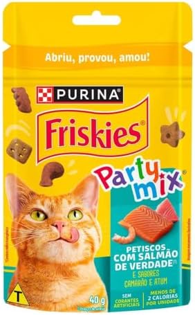FRISKIES® PARTY MIX Petisco para Gatos Adultos Camarão, Salmão e ...