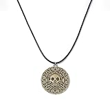 XAM Pirate Skeleton Coin Pendant Necklace Halloween Costume Jewelry Accessory for Men and Women Vintage Pirates Of The Caribbean Gold Necklace Alloy Skull Pendant Men's And Women's Items