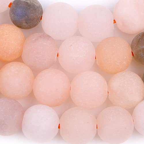 GEM-Inside Natural Round 6mm Matte Frosted Multicolor Moonstone Stone Gemstone Loose Beads for Bracelets Jewellery Making 15'' - Image 4