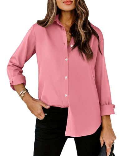Image of siliteelon Striped Button Down Shirts Women Cotton Long Sleeve Work Blouses