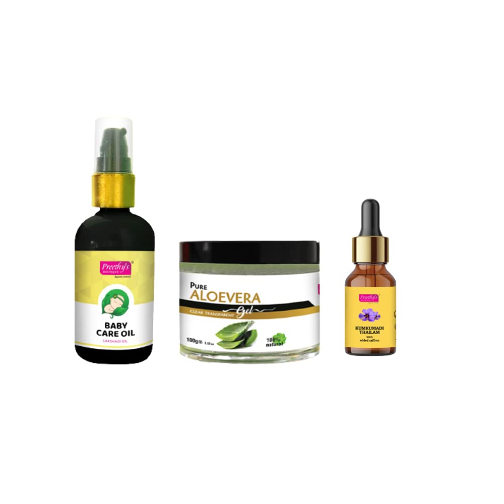 Kumkumadi Thailam 15ml + Baby Care Oil(Lakshadi Oil)100ml + Aloe Vera