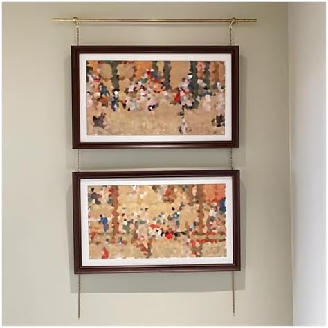 Flexible Brass Picture Hanging Rail Kit - Commercial Art Display System, 60/50/40/35/30/26/24 Inch with Chain, Hooks & Hardware - Adjustable Wall Mount Rail (150cm/59.1in)