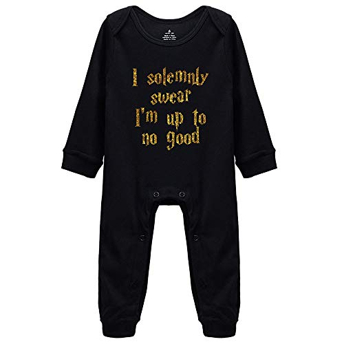 Image of Migsrater Baby Cotton Bodysuit Boy Girl I Solemnly Swear I Am Up to No Good Newborn Romper