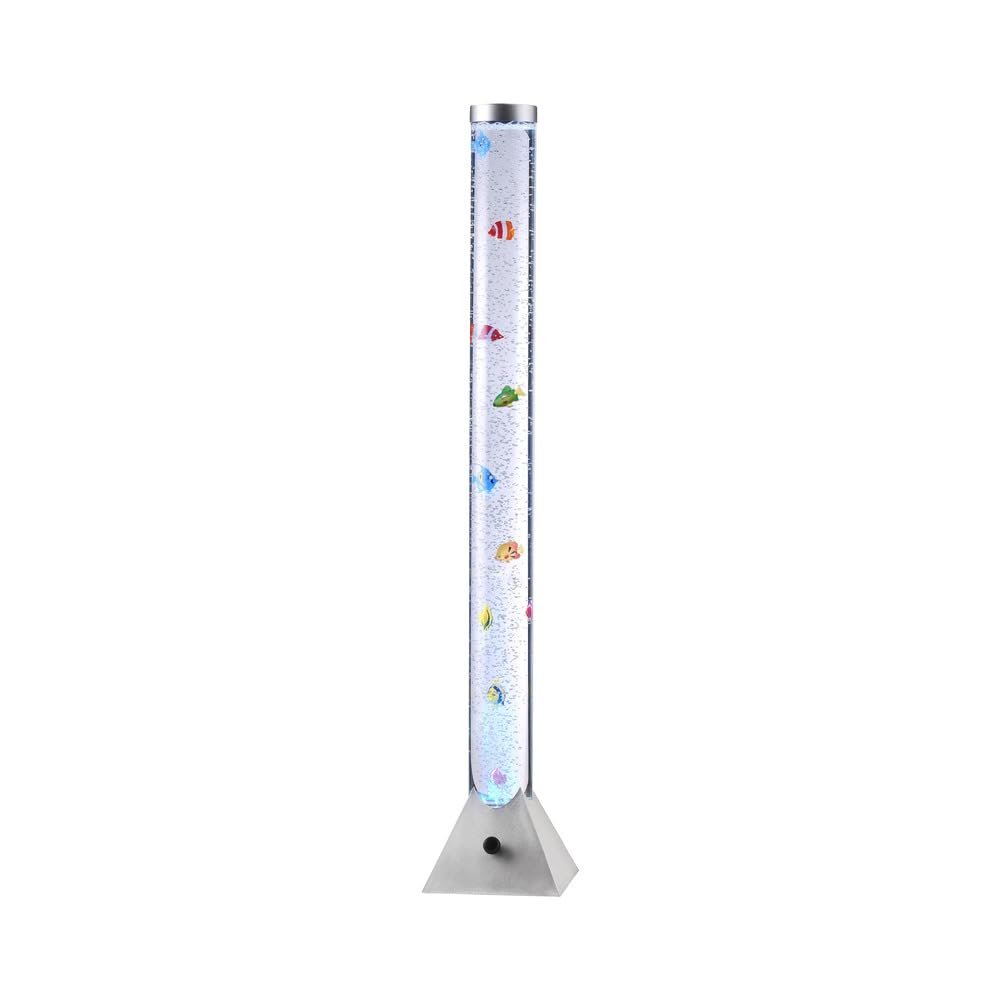 Leuchten Direkt H 120cm, LeuchtenDirekt, LED Wassersäule, RGB-Farbwechsel, bedienbar über Schnurschalter, Kinderzimmer-Leuchte, inkl. Fische, stahlfarben