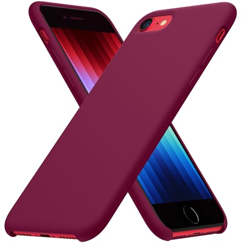 ORNARTO Funda para iPhone SE 3 2022 5G Silicone Case, iPhone 7/8 Carcasa de Silicona Líquida Suave Antichoque para SE(2022)/SE(2020) 4,7 Vino Rojo