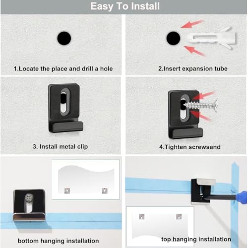 Image of 8-Pack Metal Mirror Clip,Wall Mounting Mirror Holder with Screw Rubber Pad,Heavy Duty Hanger Hook for Photo Frame Display,Mirror,Billboard (Silver)