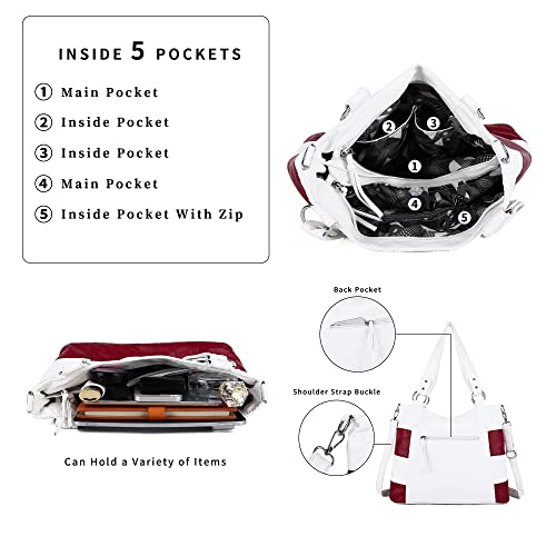 Image of Angel Kiss Hobo Shoulder Purses for Women Large Soft Washed PU Leather Stripe Crossbody Handbags