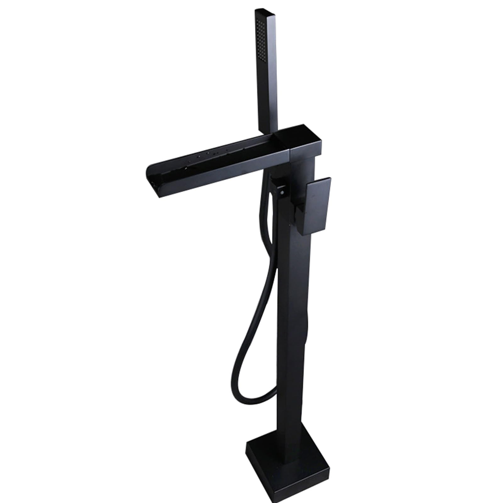 Mitigeur baignoire cascade noir pivotant avec douchette et flexible de douche