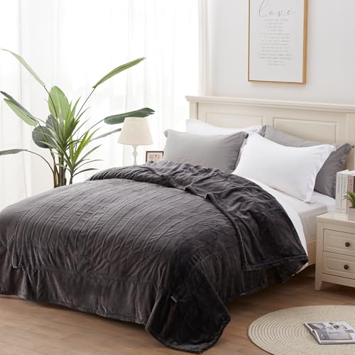 Westinghouse Heated Blanket, Electric Throw Blanket with 10 Heating Levels, 12 Hours Auto Off, Overheat Protection, Machine Washable, Flannel (Twin, 62x84 Inches, Charcoal)