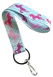 Execucat Unicorn Wristlet Lanyard Keychain ID Badge Holder (Polka Dot)