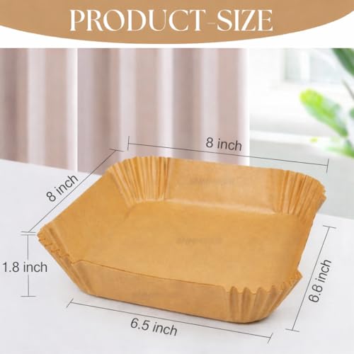 Image of SNMMIFER 100 Pcs Square Air Fryer Paper Sheets, Disposable Parchment Airfryer Paper Sheets, Air Fryer Liners for 5-8 QT, Oil-Proof, Heat Resistant for Frying, Baking, Cooking, Roasting and Microwave