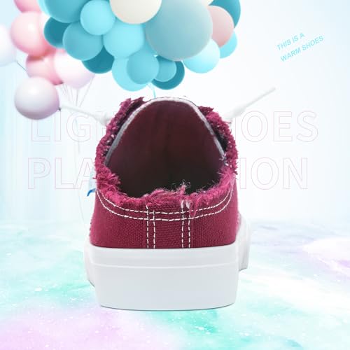 Image of Obtaom Women Canvas Mules Memory Foam Clipper Fashion Sneakers Comfortable Slip-On Mule Backless Holiday Shoes