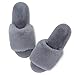 Hausschuhe Damen Plüsch Pantoffeln Offene Zehen Winter Warm Flauschige Bequeme Hause Fell Latschen(Grau-1,38/39EU)
