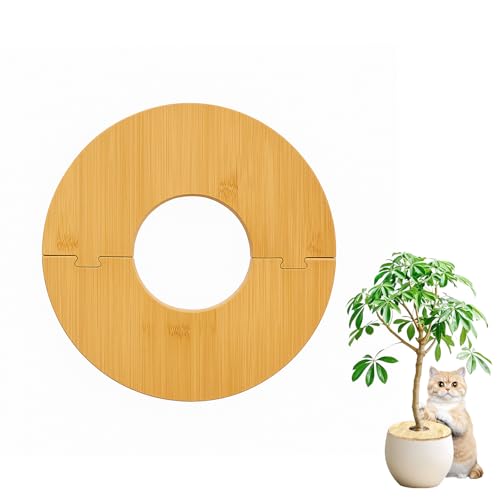 Medonala Bamboo Plant Pot Cover，Indoor Plant Protector from Animals,Flowerpot Decorative Cover,Soil Cover for Indoor Plants