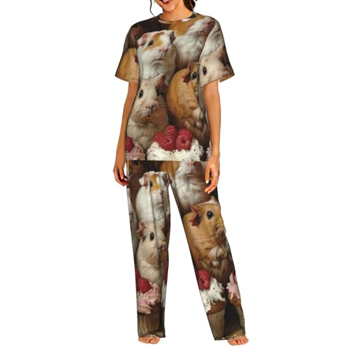 Pyjama femme cochon d'Inde léger et manches courtes pour vos soirées cocooning