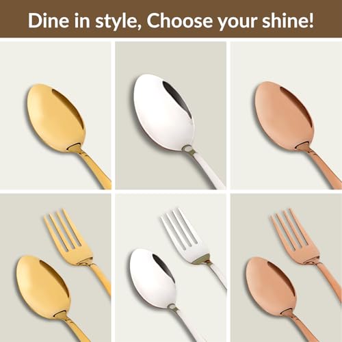 Image of Nestasia Stainless Steel 12 Piece Cutlery Set for Dining Table - Rust & Stain Resistant Spoons with Glossy Finish | Rose Gold PVD-Coated Flatware Set for Home, Kitchen & Gifting